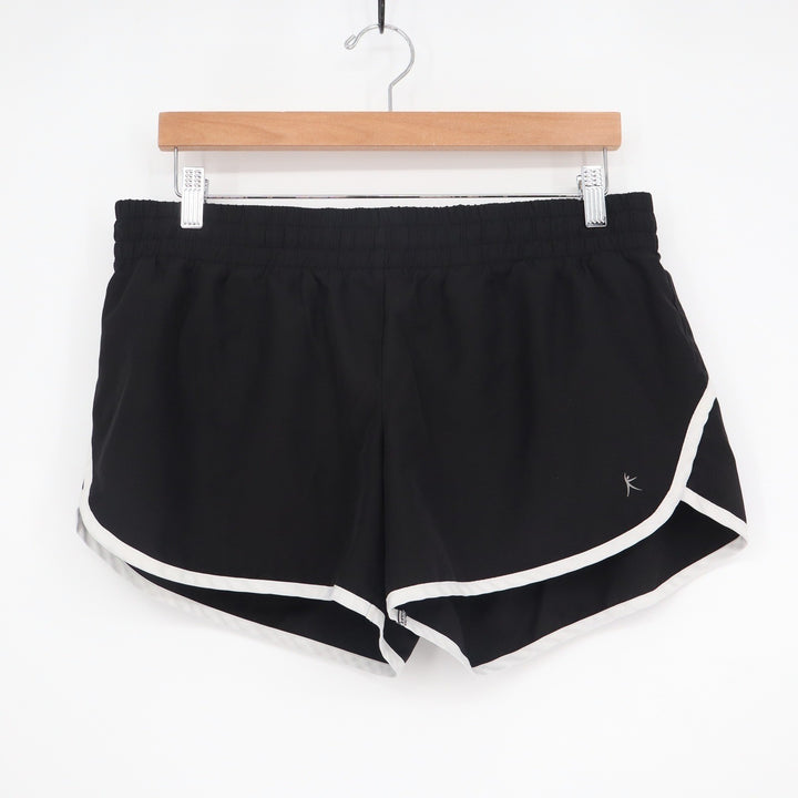 Danskin Now Womens Black White Trim Athletic Running Dolphin Shorts Large 12-14