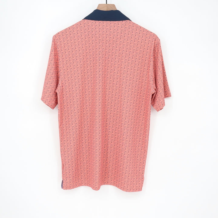 Walter Hagen Mens P11 Print Polo Bloody Mary Coral Pink Golf Shirt S