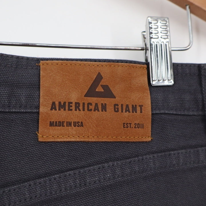 American Giant Roughneck Jeans Men 34x34 Gray Canvas Cotton Stretch Straight Leg