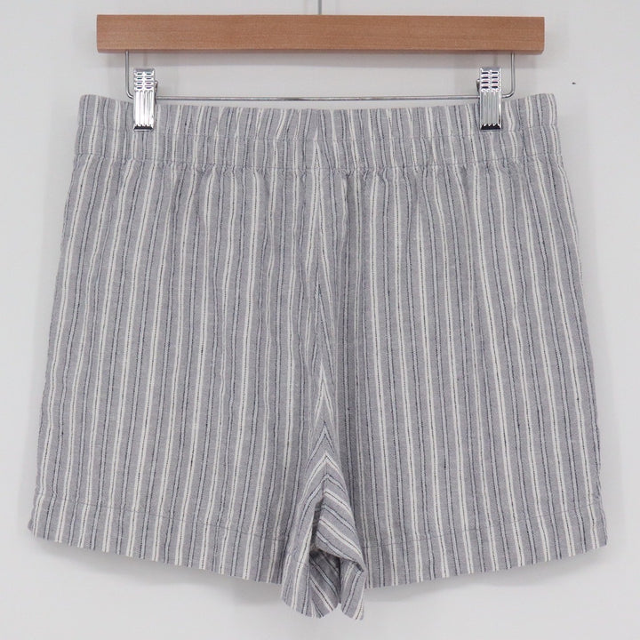 Old Navy Blue White Striped Linen Blend Comfort Waistband Shorts Womens Medium