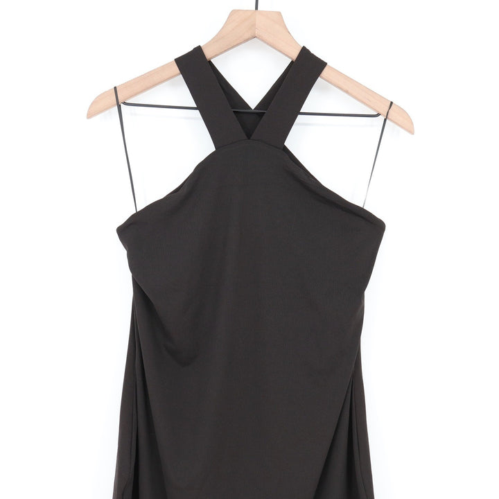 Naked Wardrobe Black Ribbed Crisscross Halter Open Back Bodycon Dress 2X