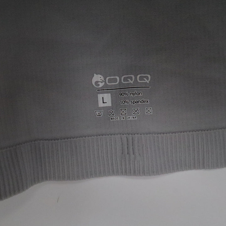 OQQ Womens Ribbed Seamless Crop Tank Top Light Grey Athletic Scoop Neck Large