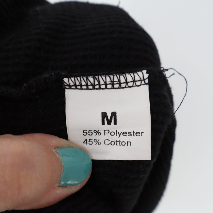 Shorts Womens Medium Black Waffle Knitted Ribbed Slash Pockets Drawstring Waist