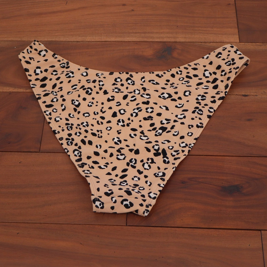Xhilaration Womens Leopard Print High Leg Bikini Bottom Tan Black XL