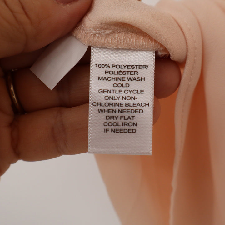 Ann Taylor LOFT Peach Short Sleeve Scallop Trim Pocket Blouse Womens Medium M