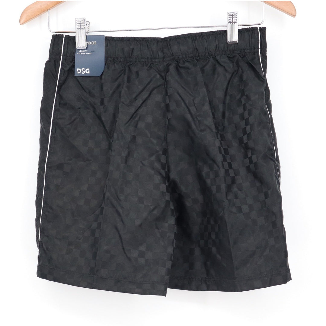 DSG Boys Black Checkerboard Woven Soccer Shorts Large 14-16