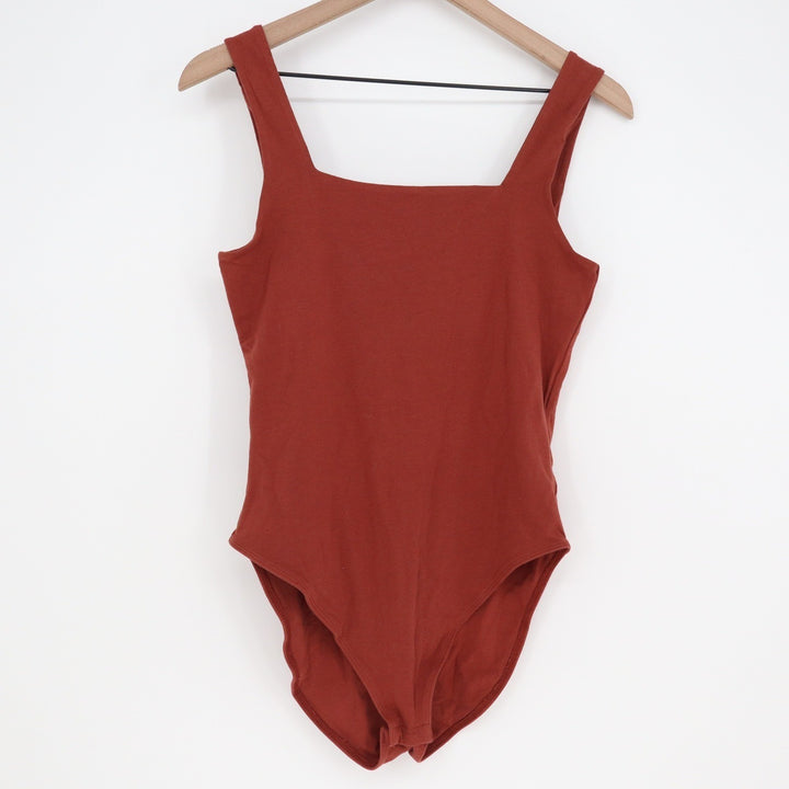 Old Navy Womens Rust Square Neck Sleeveless Bodysuit Small Cotton Stretch