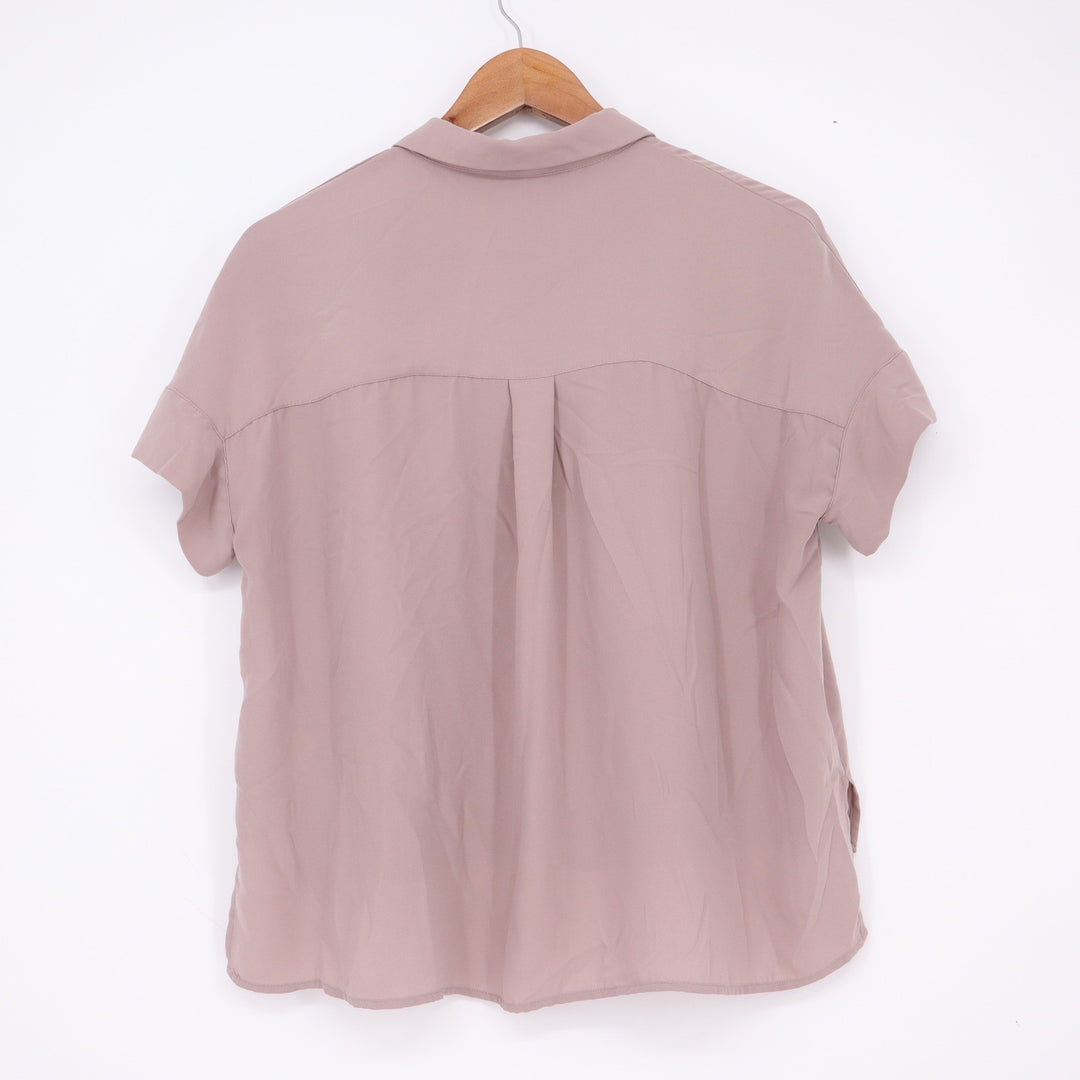 Rachel Zoe Blouse Womens XS Mauve Short Sleeve Button-Down High-Low Excellent