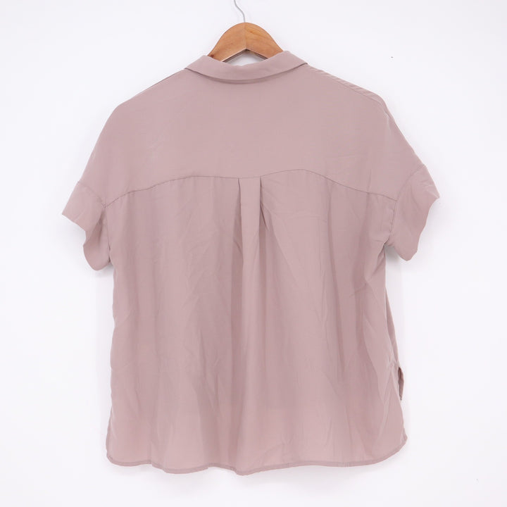 Rachel Zoe Blouse Womens XS Mauve Short Sleeve Button-Down High-Low Excellent