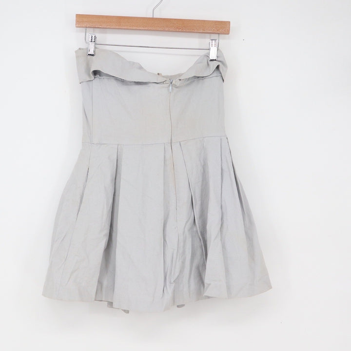 BCBGeneration Romper Womens 6 KRO9B402 Pearl Grey Linen Blend Bow Front Good