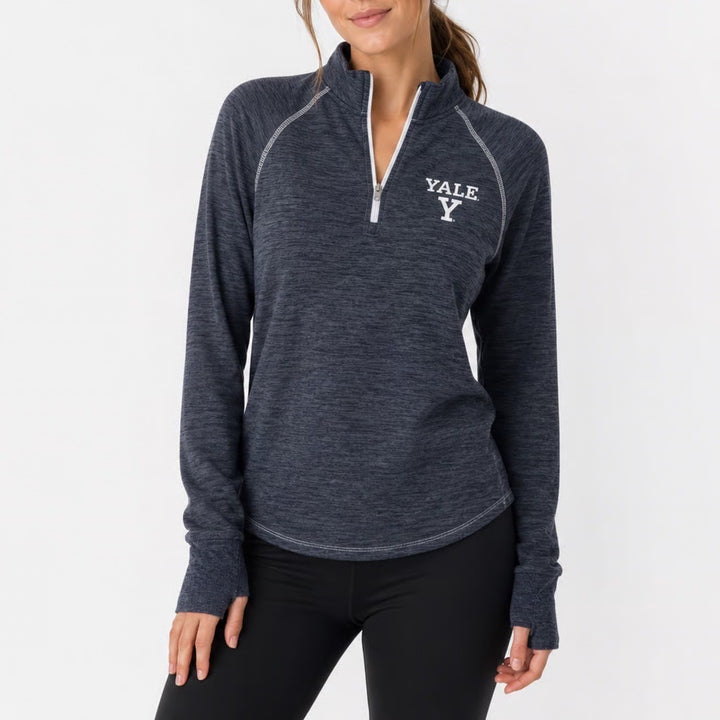 Colosseum Yale University Womens Navy Blue Space Dye 1/4 Zip Pullover Large