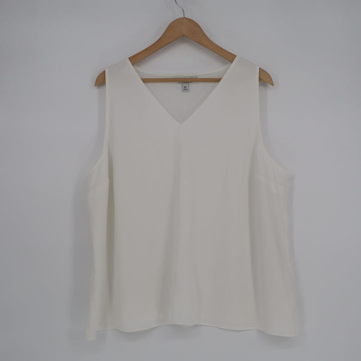 Nine West Tank Top Womens 2XL White V-Neck Casual Sleeveless Wide Strap Pullover