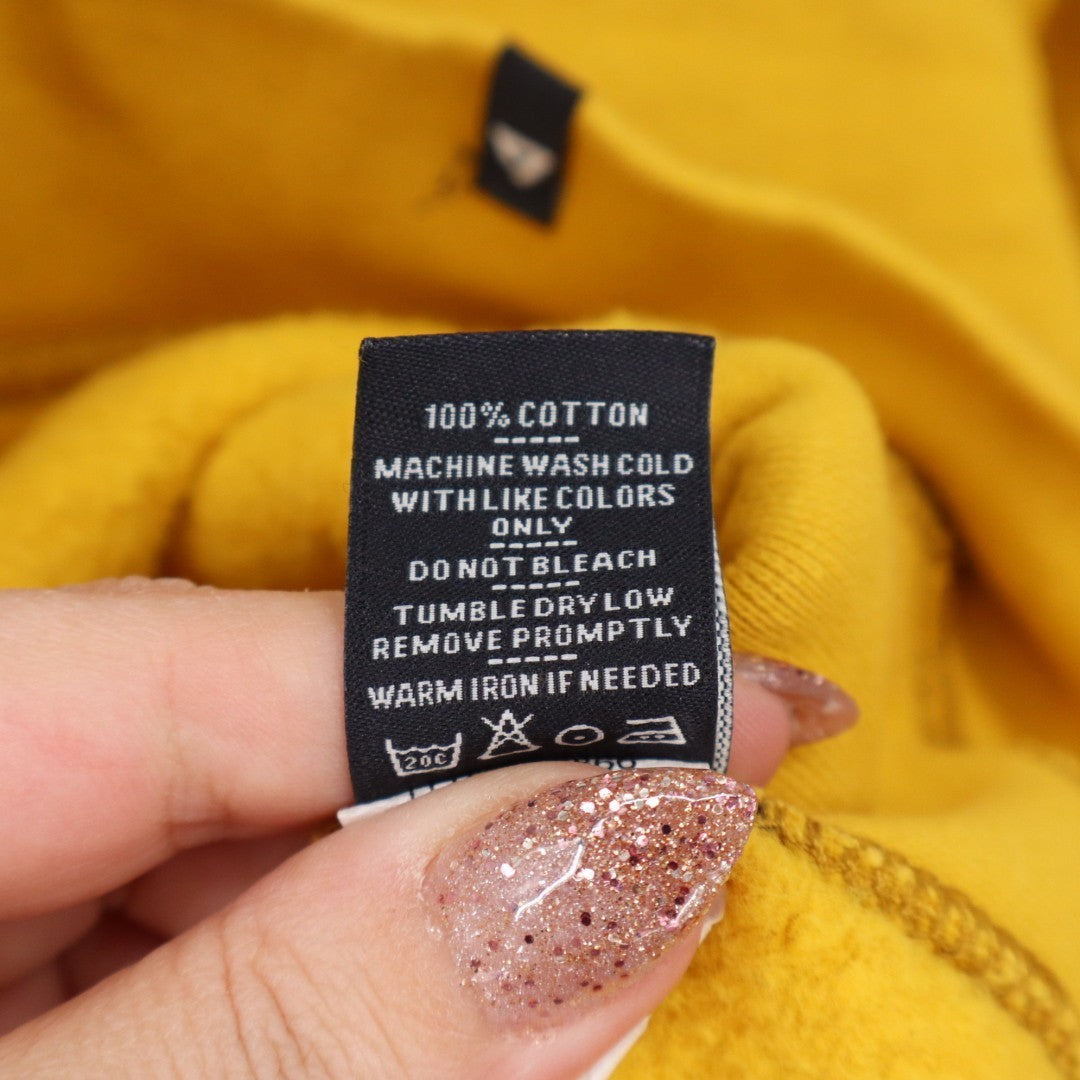 American Giant Hoodie Womens Medium Yellow Full Zip Cotton Logo Fleece Lined Rib