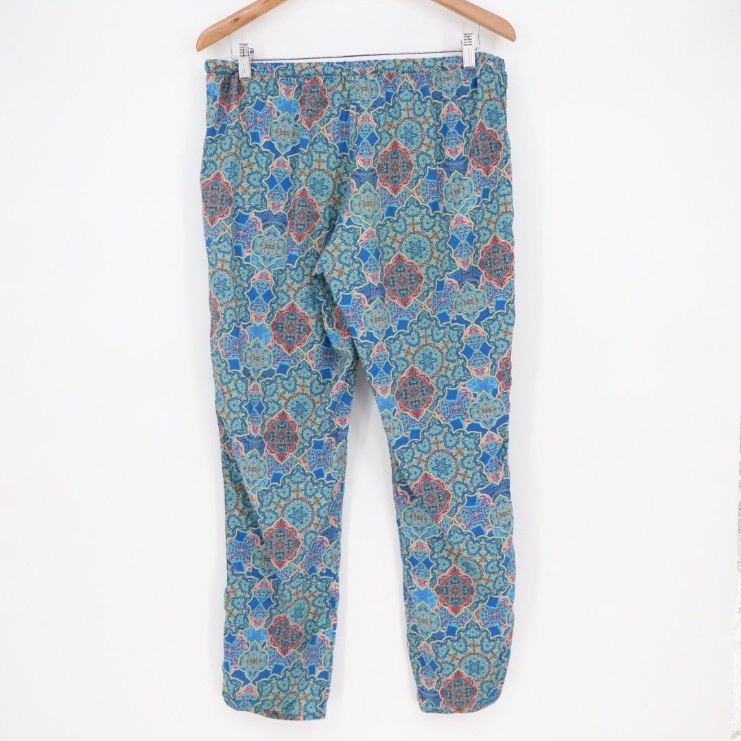 SUNSETS Bohemian Tile Print Wide Leg Lounge Pants Size L