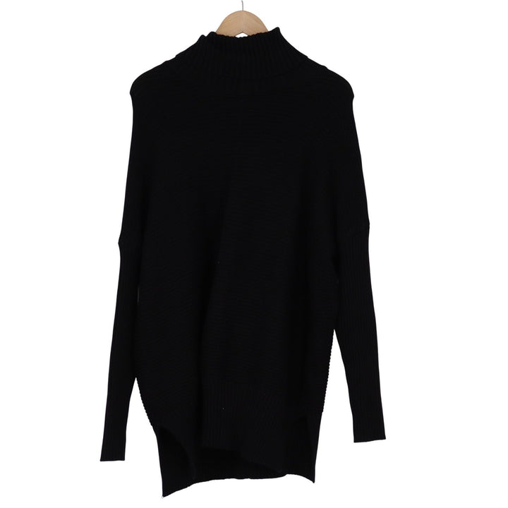 Lillusory Black Ribbed Turtleneck Oversized Tunic Sweater Womens Size M