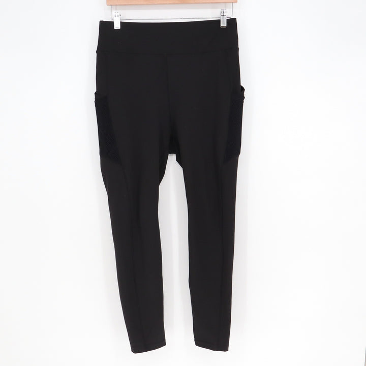 Pop Fit Womens XL Black High Waisted Activewear Leggings with Mesh Side Pockets