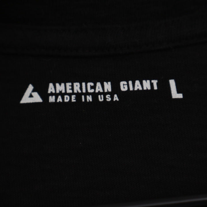 American Giant Mens Black V Neck T Shirt Size L Made in USA Cotton Basic Tee