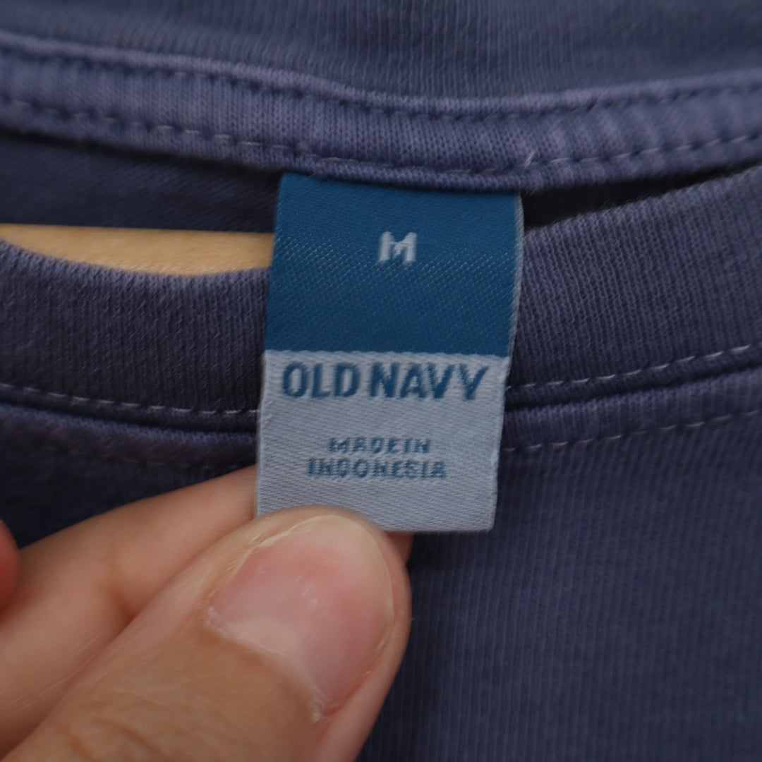 Old Navy T-Shirt Womens Medium Navy Cotton Side Slit Short Sleeve Crew Neck