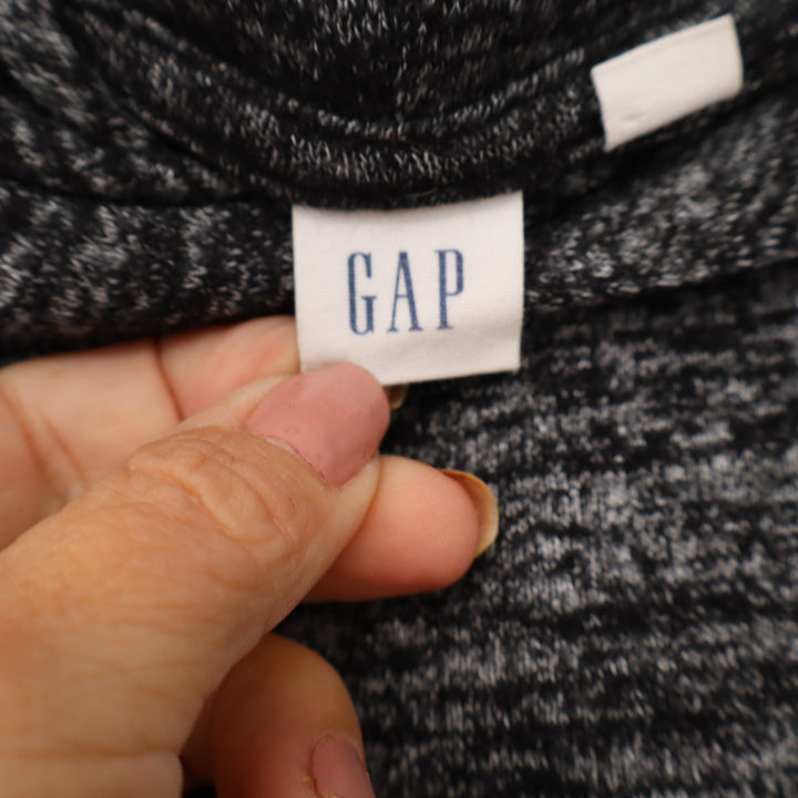 Gap Womens Space Dye Hooded Sweater Gray Black Marled Knit Pullover Size M