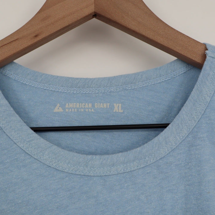 American Giant Men's Hemp Jersey Crew Tee Size XL Power Blue Made In USA