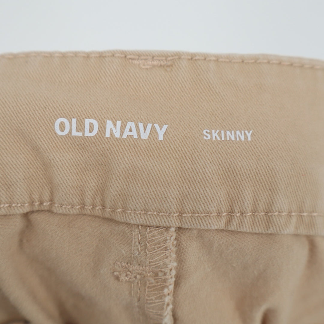Old Navy Chino Pants Womens 10 Khaki Cotton Stretch Mid Rise Pockets Skinny Leg