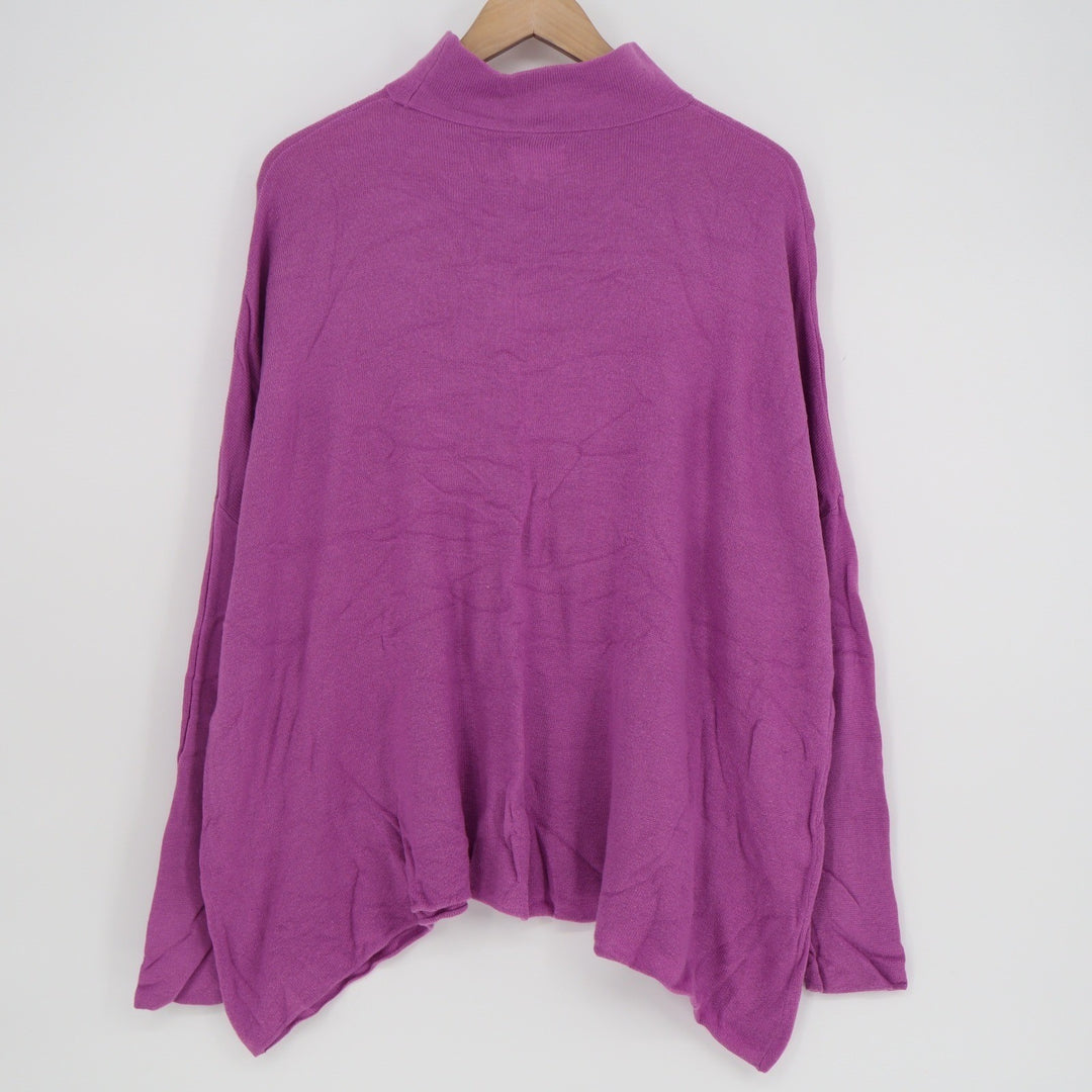 Lou & Grey Womens Purple Mock Neck Relaxed Knit Sweater Size M