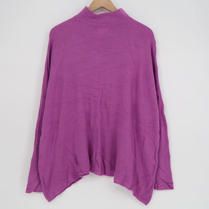 Lou & Grey Womens Purple Mock Neck Relaxed Knit Sweater Size M