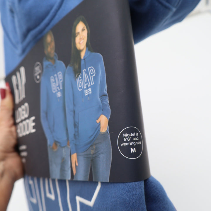 GAP Hoodie Unisex XL Logo Hoodie Blue Embroidered 1969 Fleece Pullover NEW