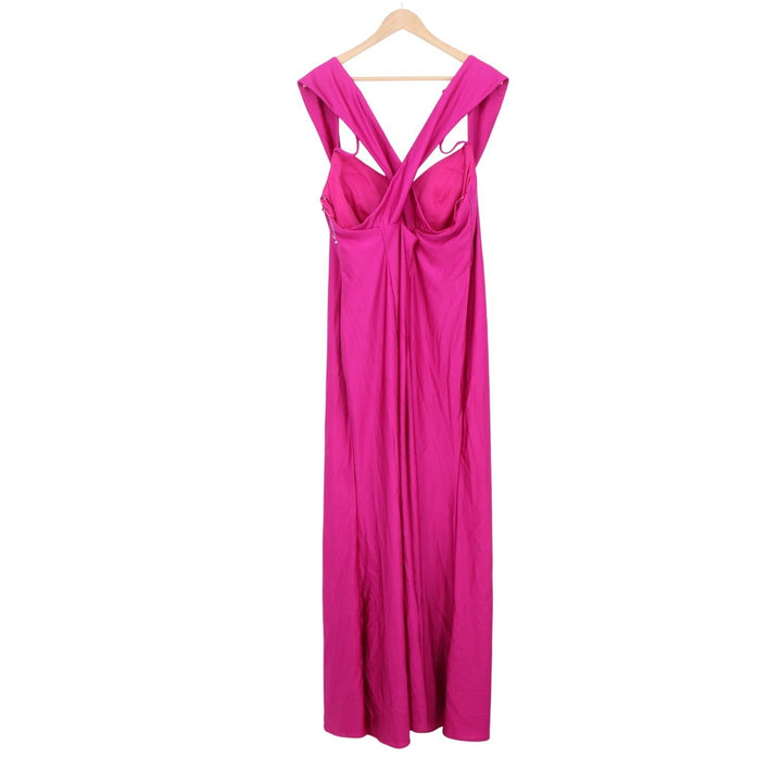 Morgan & Co Fuchsia Pink Crisscross Back Formal Gown Maxi Dress 20W