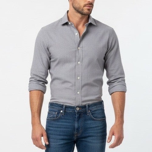 Polo Ralph Lauren Mens Slim Fit Button Down Shirt Gray 100 Cotton Stretch Size M