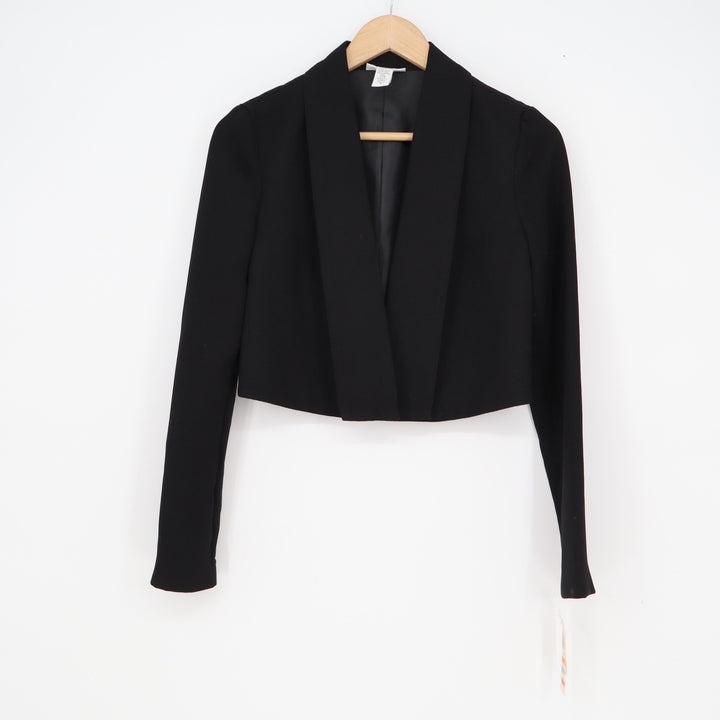 Bar III Seoul Cropped Blazer Shawl Collar Deep Black Mens Small NEW