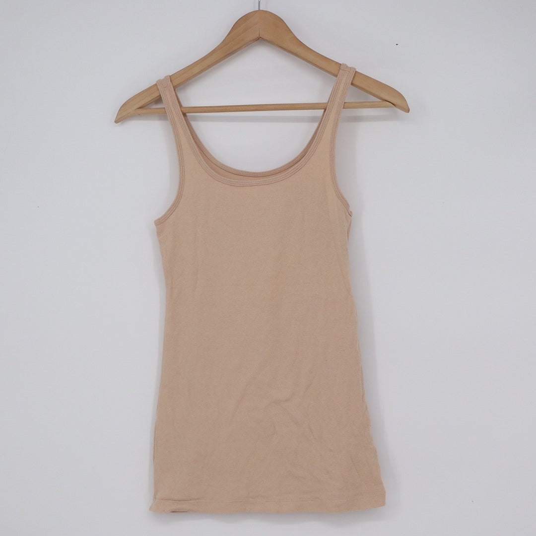 Old Navy Tami Tank Top Womens Small Beige Nude Fitted Scoop Neck Sleeveless