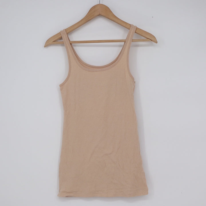 Old Navy Tami Tank Top Womens Small Beige Nude Fitted Scoop Neck Sleeveless