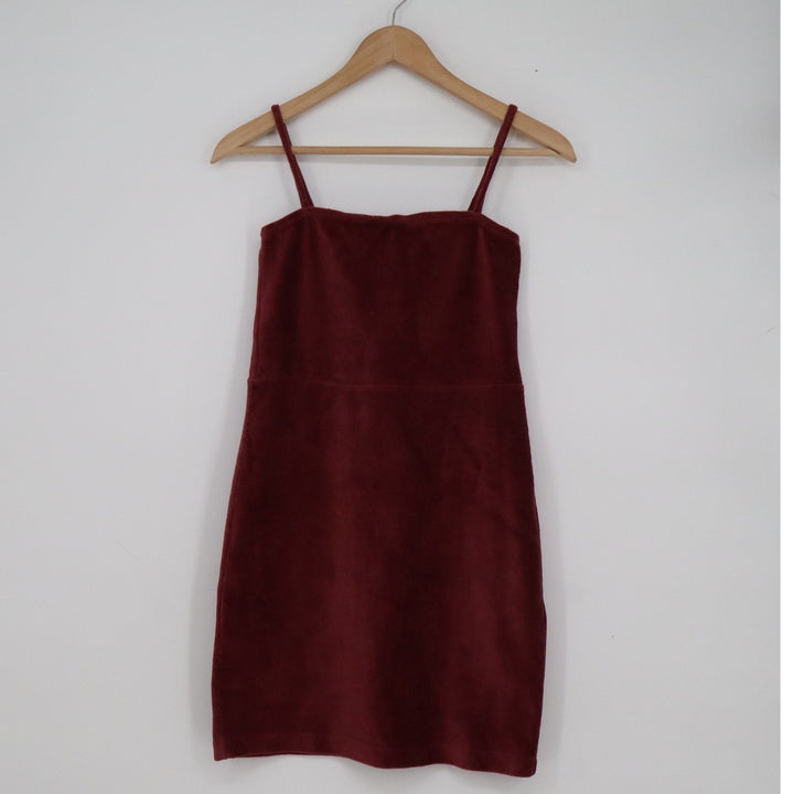Forever 21 Burgundy Corduroy Mini Dress Spaghetti Strap Maroon Size M