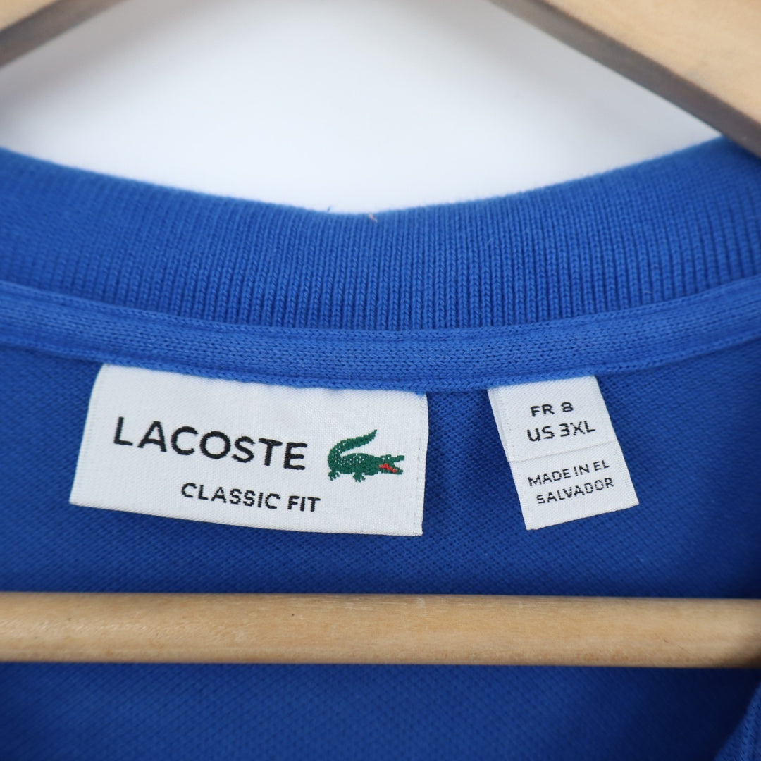 Lacoste Polo Shirt Mens 3XL Blue Classic Fit Side Slit  Golf Tennis Performance