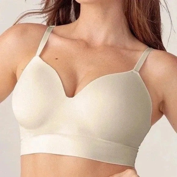 Truekind Supportive Comfort Wireless Shaping Bra Womens XL Beige Sweetheart Neck