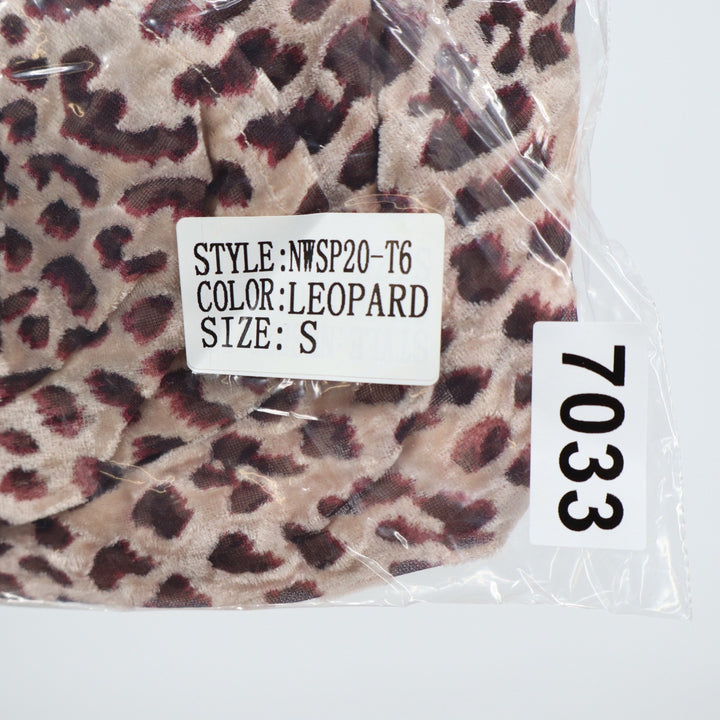 Naked Wardrobe Leopard Print Twist Front Puff Sleeve Crop Top NWSP20-T6 Small