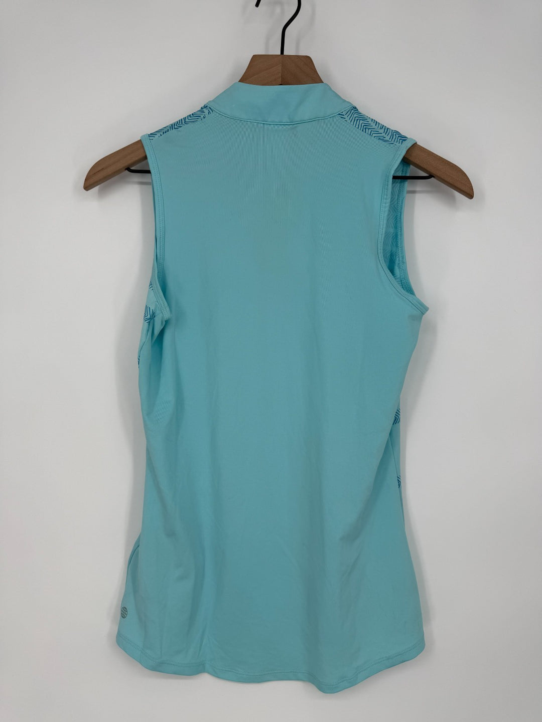Adidas Polo Shirt Women XS Pulse Blue Herringbone Striped Sleeveless Quarter Zip