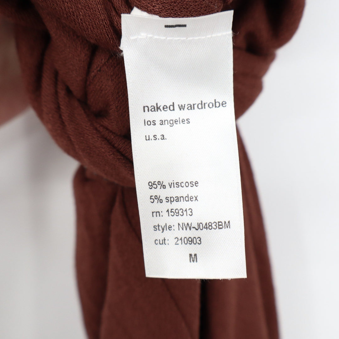 Naked Wardrobe Baby Mama Brown Sleeveless Front Zip Jumpsuit M