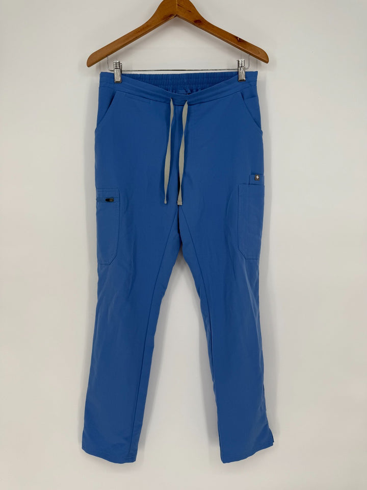 Figs Technical Collection Scrub Pants Womens Small Blue Logo Stretch Drawstring