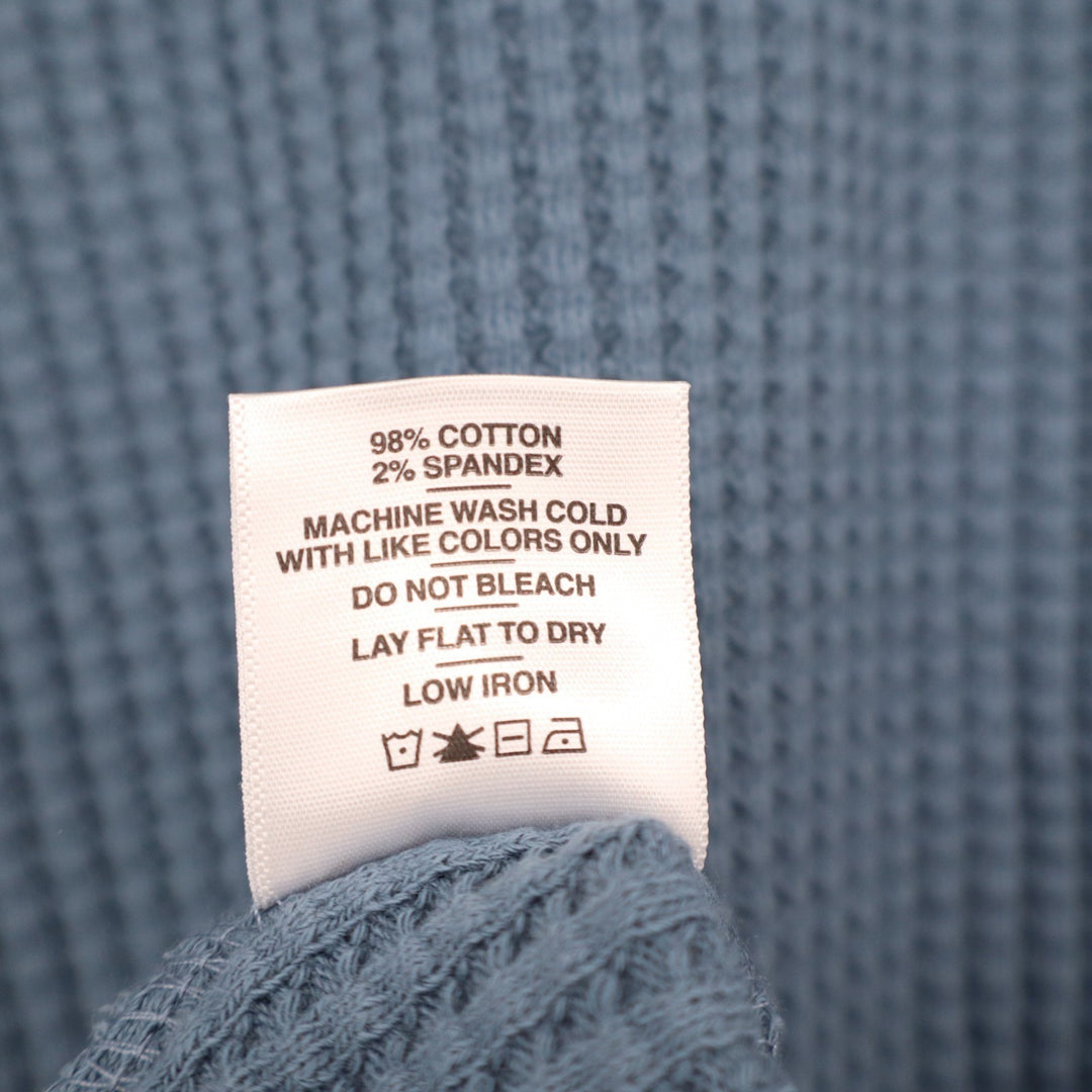 American Giant Crew T Shirt Mens Small Blue Waffle Knit Slim Fit Ribbed Collar