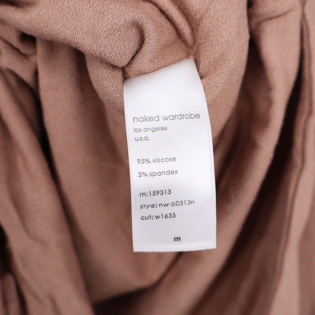 Naked Wardrobe Mocha Brown Turtleneck Long Sleeve Thong Bodysuit M