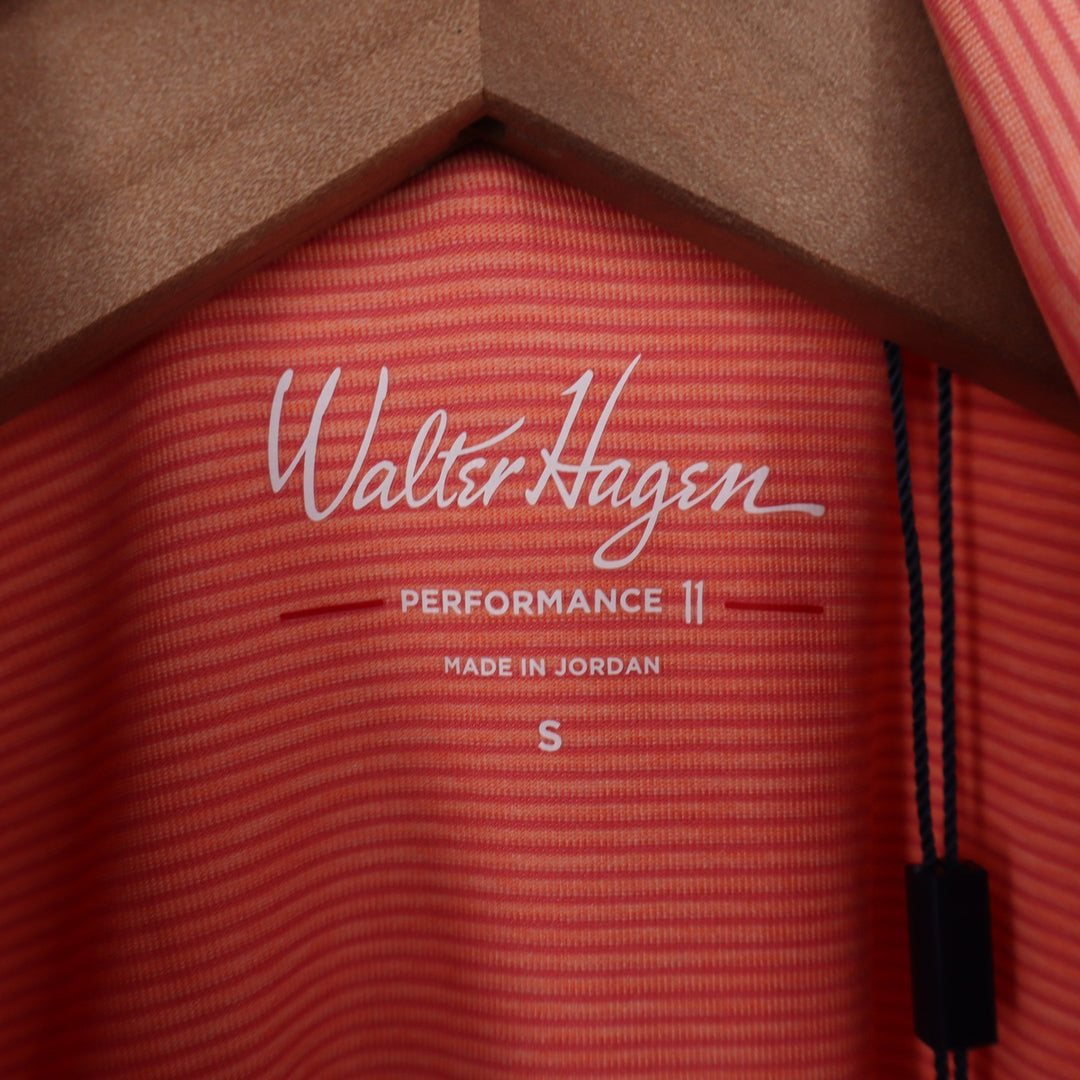 Walter Hagen Mens P11 Championship Stripe Polo Shirt Pink Peach S