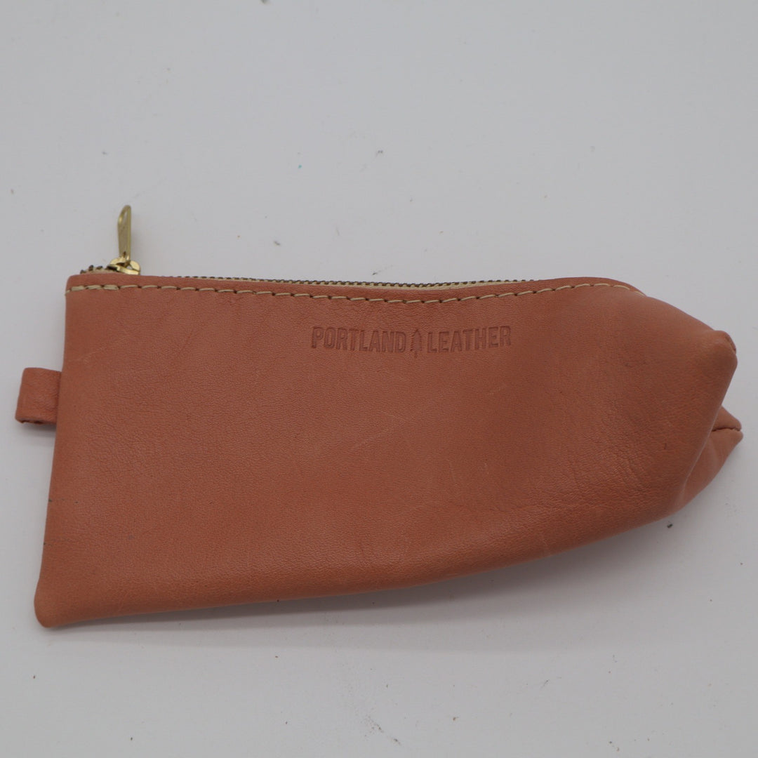 Portland Leather Goods Small Makeup Pouch Pencil Case Terracotta Brown Leather