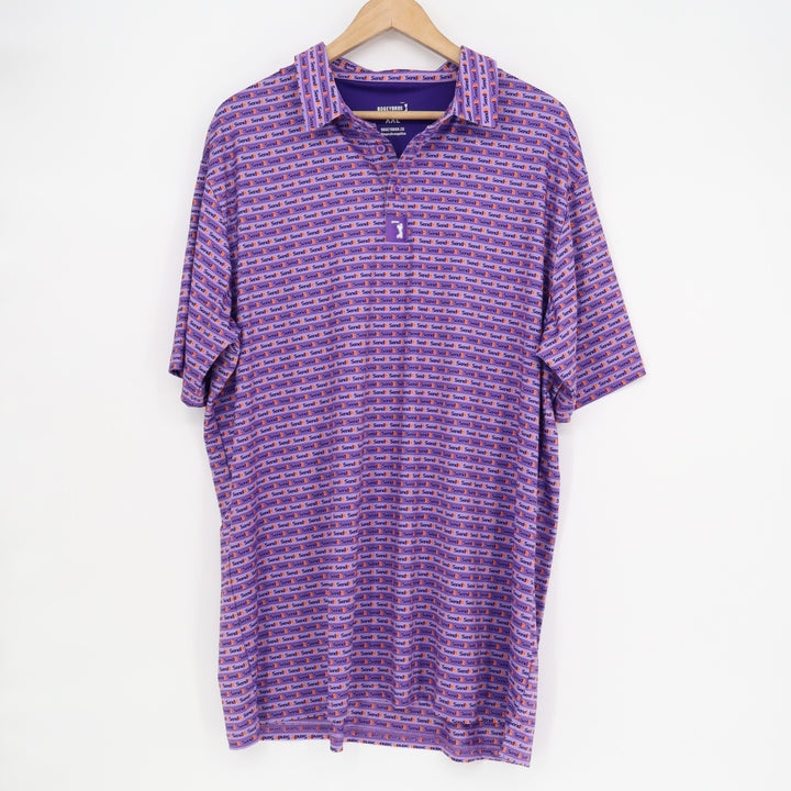 Bogeybros Polo Shirt Mens 2XL Purple Printed Stretch Short Sleeve Golf Tennis