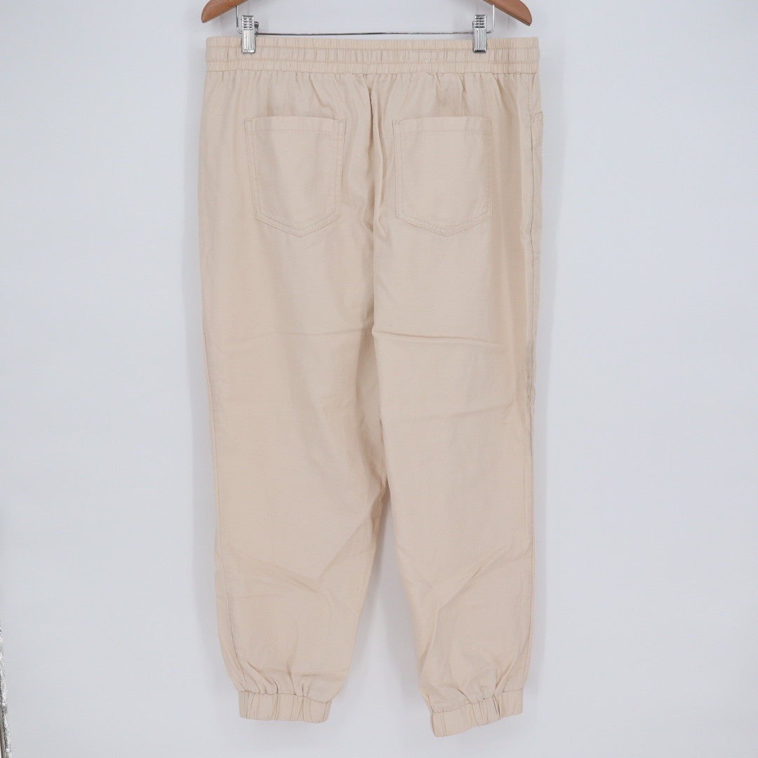 LOFT Outlet Beige Utility Jogger Pants Elastic Waist Drawstring Size L