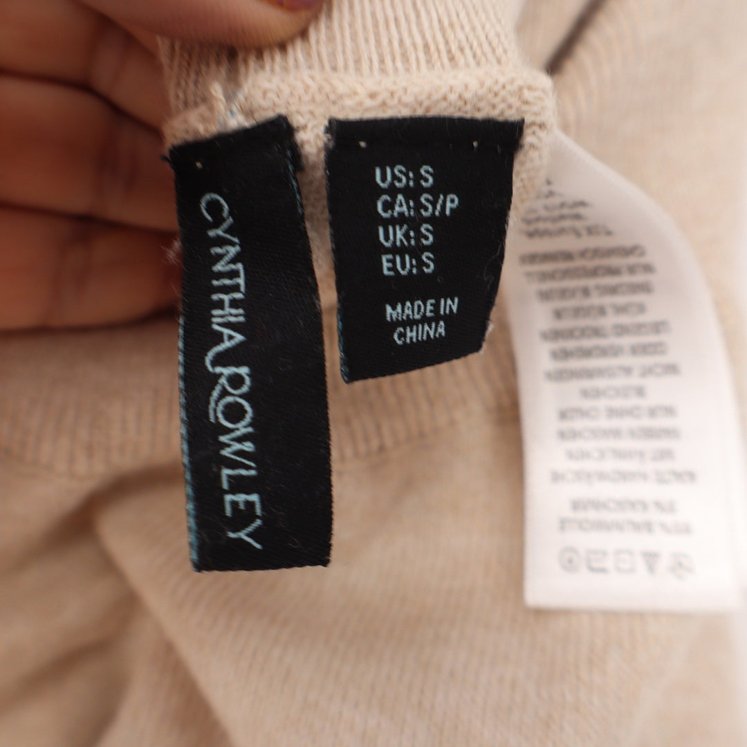 Cynthia Rowley Womens Small Oatmeal Beige Cotton Cashmere Knit Joggers Pants