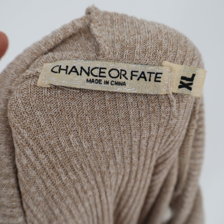 Chance Or Fate Sweater Womens XL Beige Knitted Long Sleeve Cowl Neck Pullover