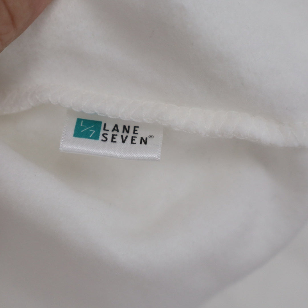 Lane Seven Cream White KW Main Line Heart Graphic Cropped Hoodie Large