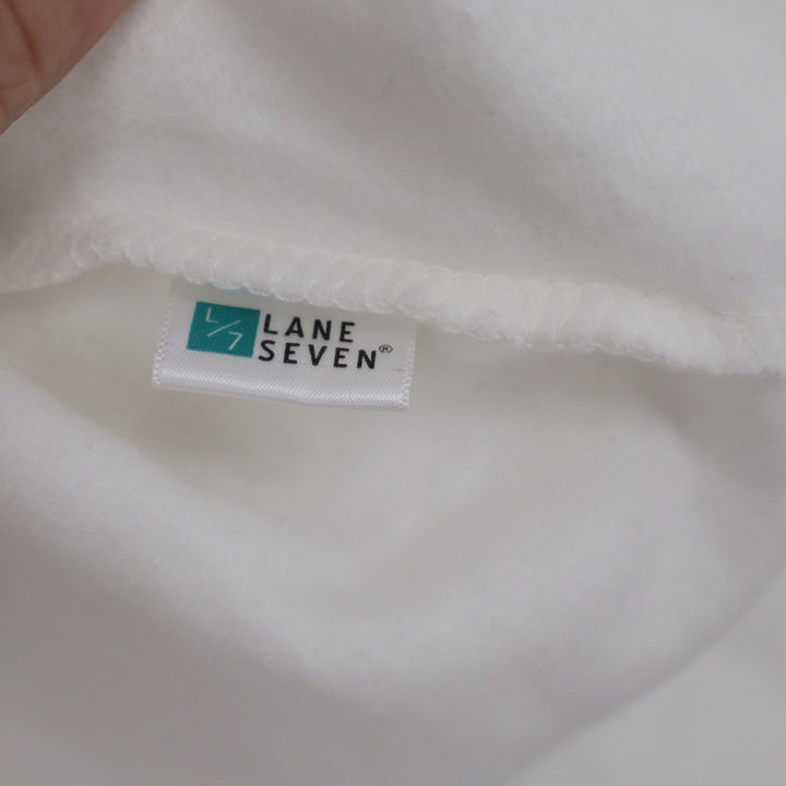 Lane Seven Cream White KW Main Line Heart Graphic Cropped Hoodie Large